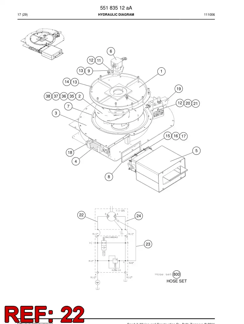 59204019a 592 040 19a Hose Assembly, Hydraulic - Sandvik Technical Drawing
