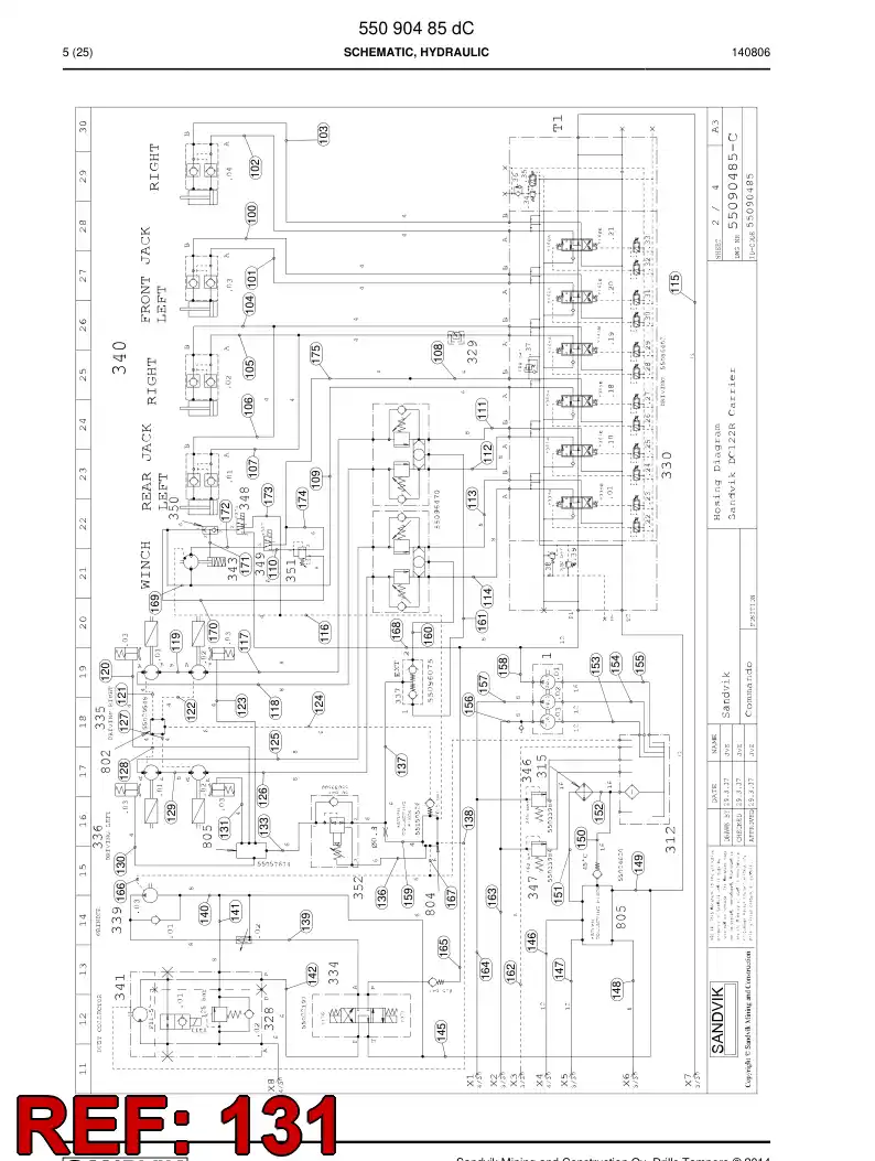 59204039 592 040 39 Hose Assembly, Hydraulic - Sandvik Technical Drawing
