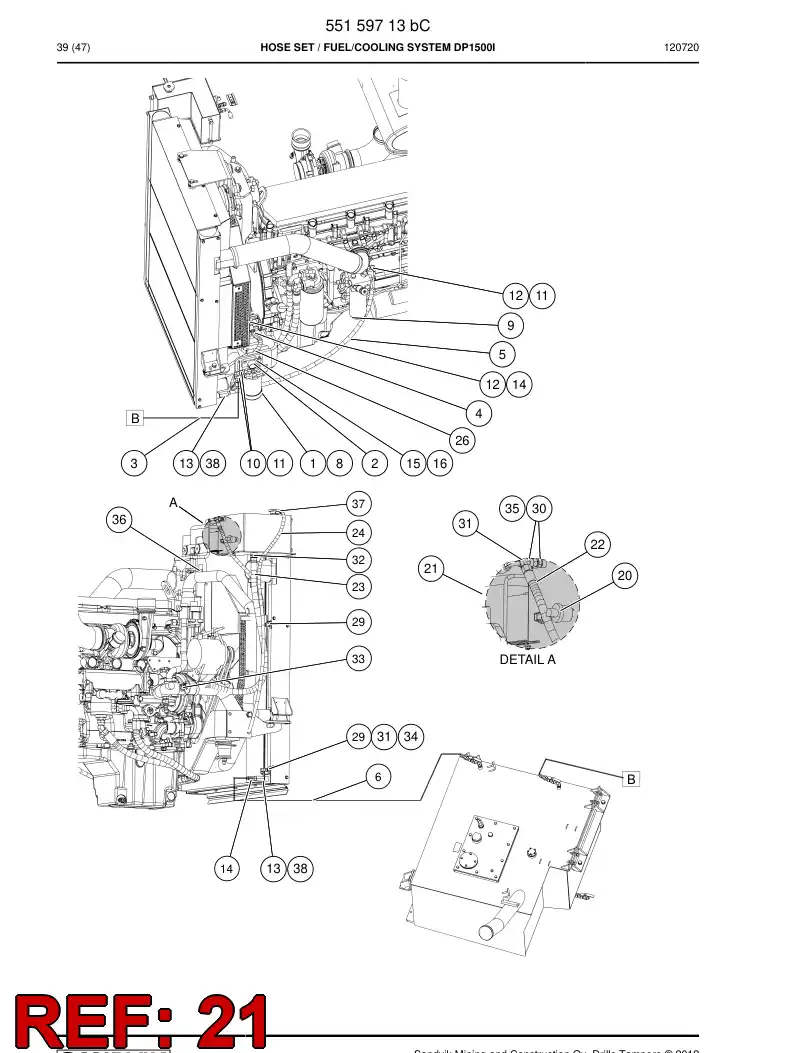 59204065a 592 040 65a Hose assembly - Sandvik Technical Drawing