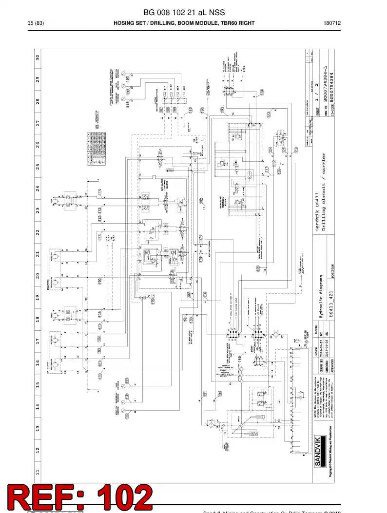 59204103 592 041 03 Hose Assembly, Hydraulic - Sandvik Technical Drawing