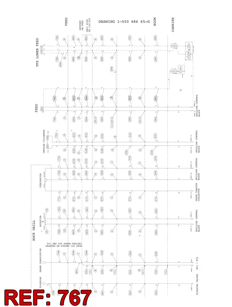 59204110 592 041 10 HYDRAULIC HOSE ASSEMBLY - Sandvik Technical Drawing