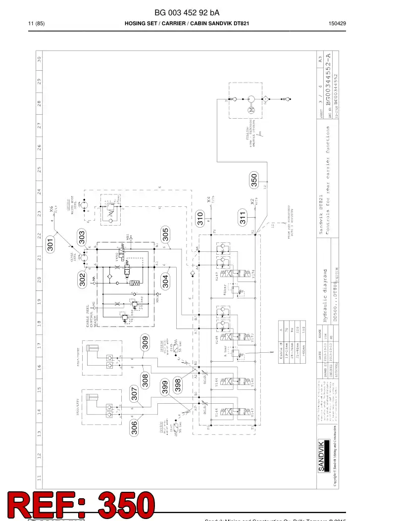 59204113 592 041 13 Hose Assembly, Hydraulic - Sandvik Technical Drawing