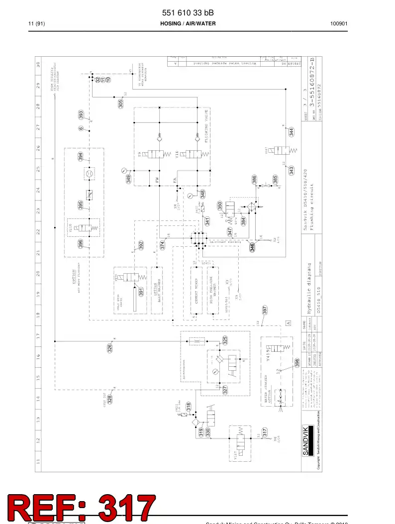 59204131 592 041 31 Hydraulic hose assembly - Sandvik Technical Drawing
