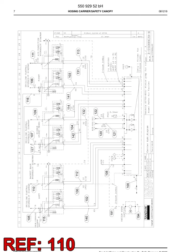 59204145b 592 041 45b Hydraulic hose assembly - Sandvik Technical Drawing