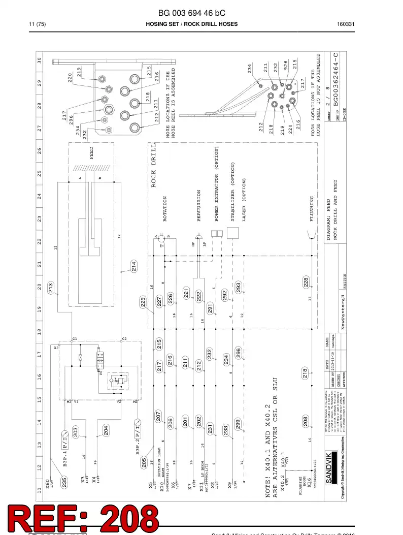 59204171 592 041 71 Hose Assembly, Hydraulic - Sandvik Technical Drawing