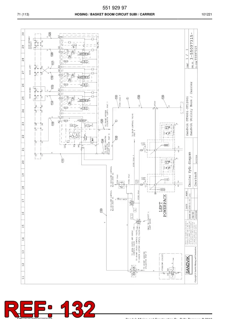59204199b 592 041 99b Hydraulic hose assembly - Sandvik Technical Drawing