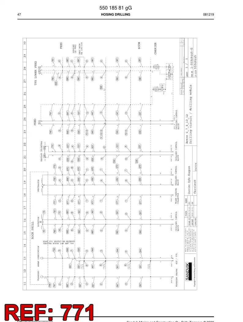 59204223 592 042 23 HYDRAULIC HOSE ASSEMBLY - Sandvik Technical Drawing