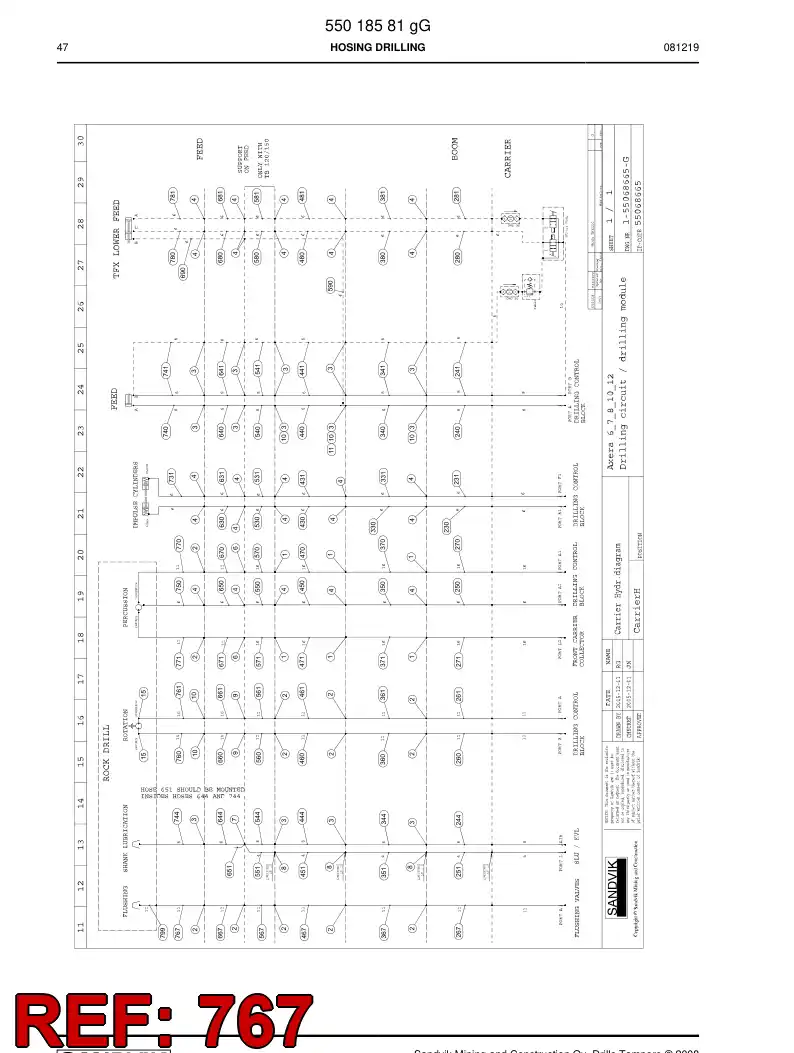59204227 592 042 27 HYDRAULIC HOSE ASSEMBLY - Sandvik Technical Drawing