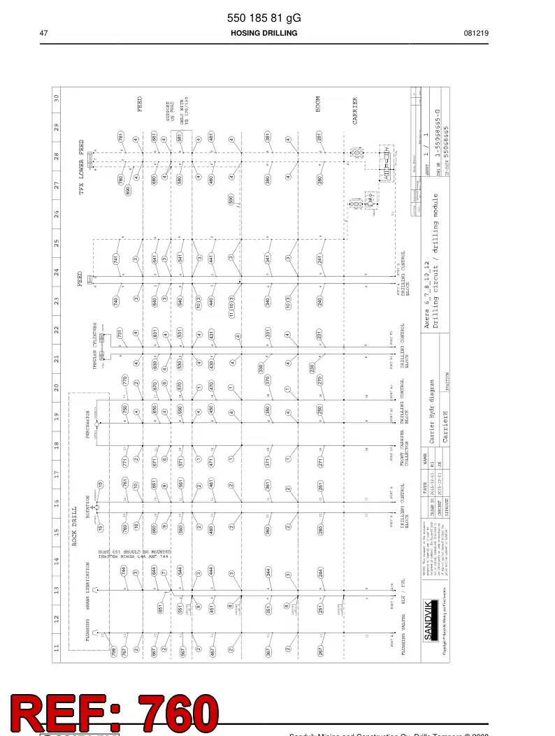 59204231 592 042 31 HYDRAULIC HOSE ASSEMBLY - Sandvik Technical Drawing