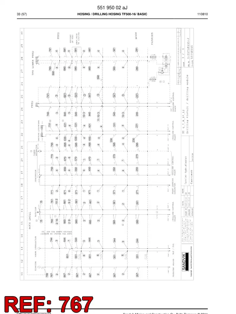 59204237 592 042 37 Hydraulic hose assembly - Sandvik Technical Drawing