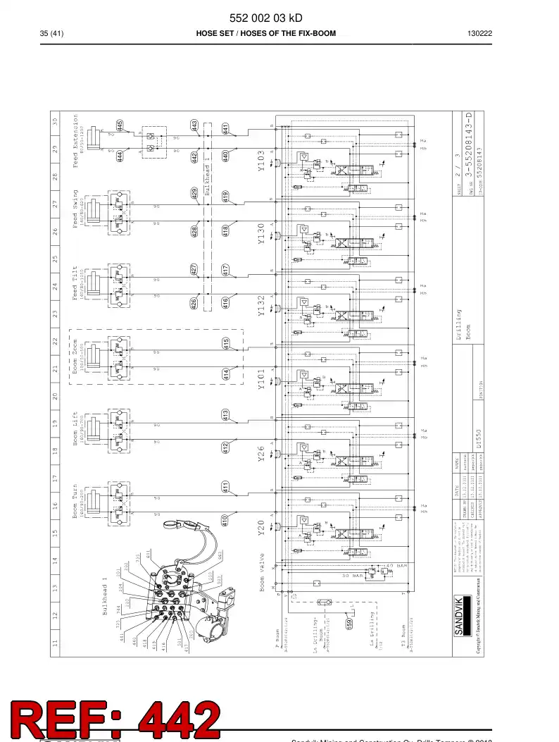 59204273 592 042 73 Hose Assembly, Hydraulic - Sandvik Technical Drawing