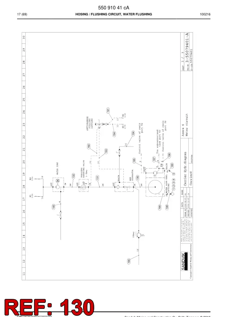 59204305 592 043 05 HOSE ASSY - Sandvik Technical Drawing
