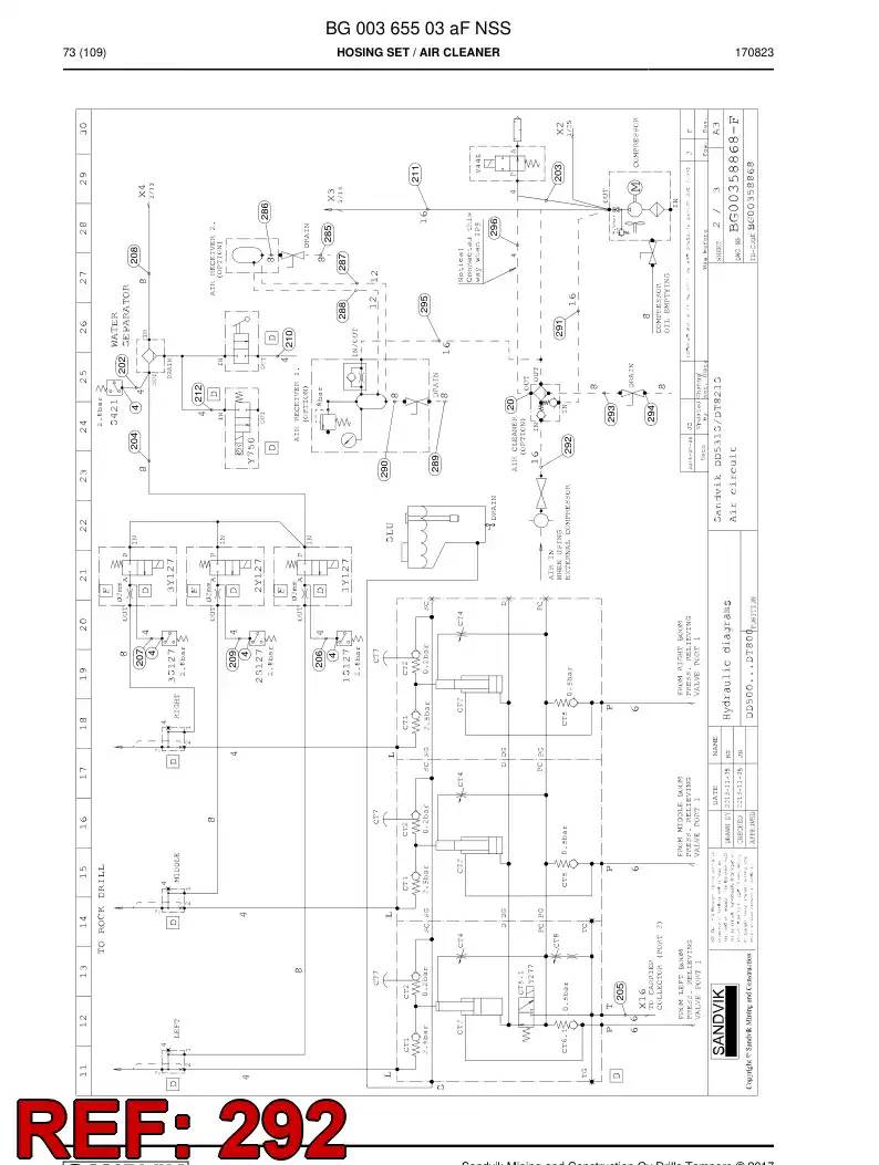 59204333 592 043 33 Hose Assembly, Hydraulic - Sandvik Technical Drawing
