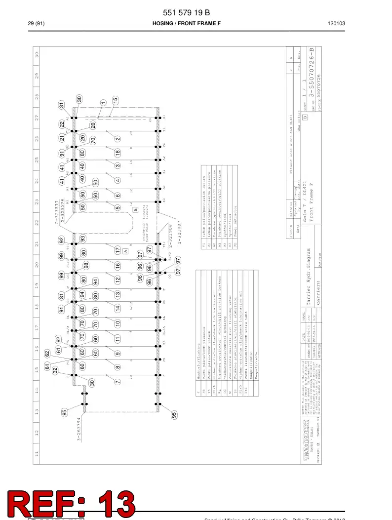 59204371 592 043 71 Hydraulic hose assembly - Sandvik Technical Drawing