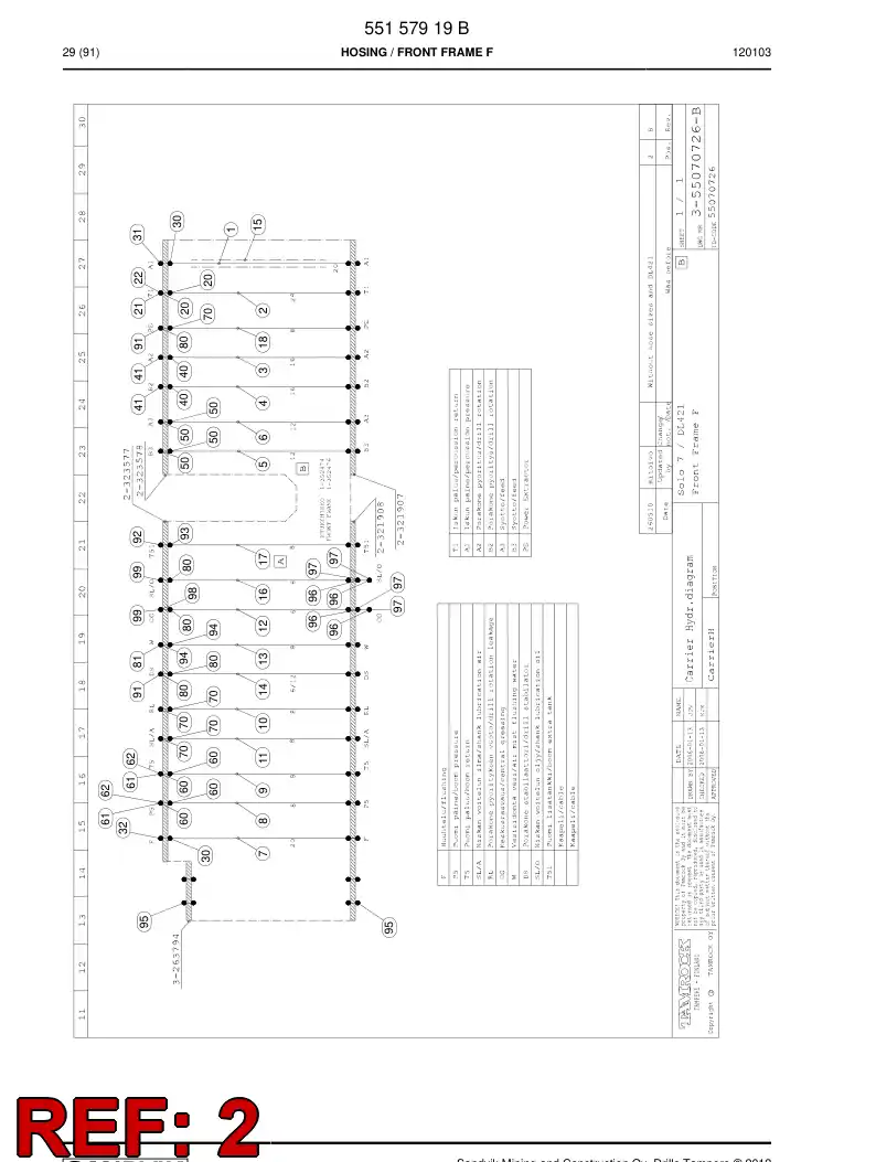 59204375 592 043 75 Hydraulic hose assembly - Sandvik Technical Drawing
