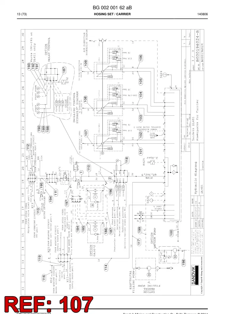 59204383 592 043 83 HYDR.HOSE ASSEMBLY - Sandvik Technical Drawing