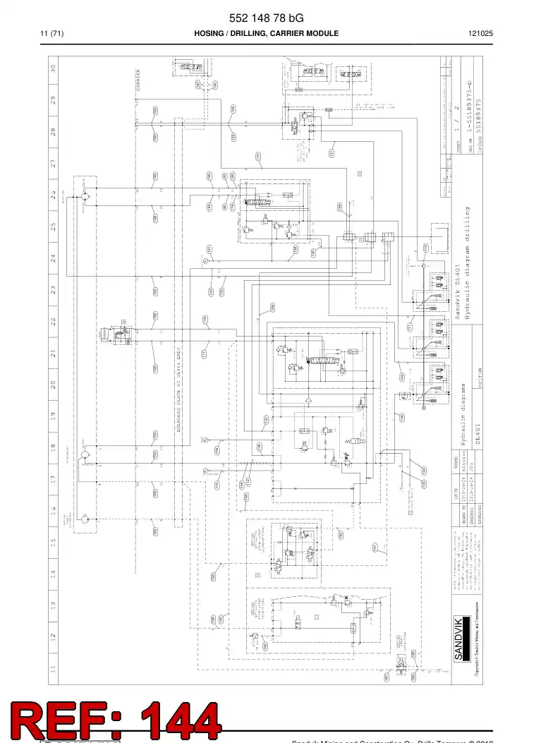 59204389a 592 043 89a Hydraulic hose assembly - Sandvik Technical Drawing