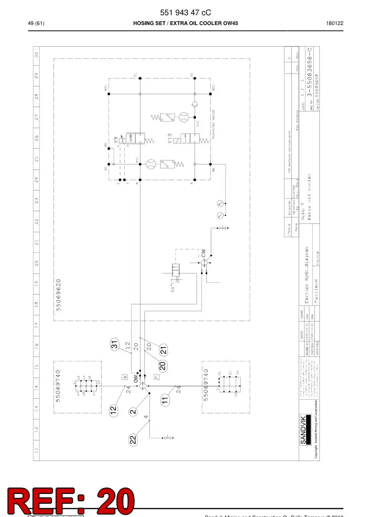 59204411 592 044 11 HYDR.HOSE ASSEMBLY - Sandvik Technical Drawing