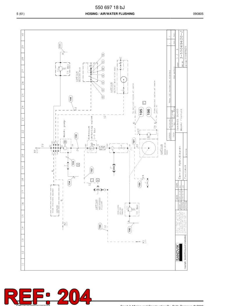 59204421b 592 044 21b Hydraulic hose assembly - Sandvik Technical Drawing