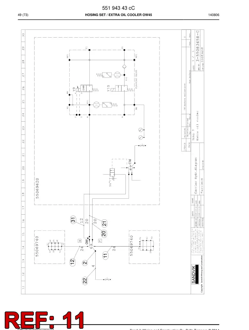 59204427 592 044 27 Hose Assembly, Hydraulic - Sandvik Technical Drawing