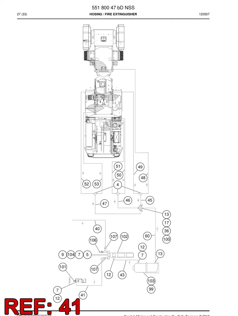 59204473 592 044 73 Hydraulic hose assembly - Sandvik Technical Drawing