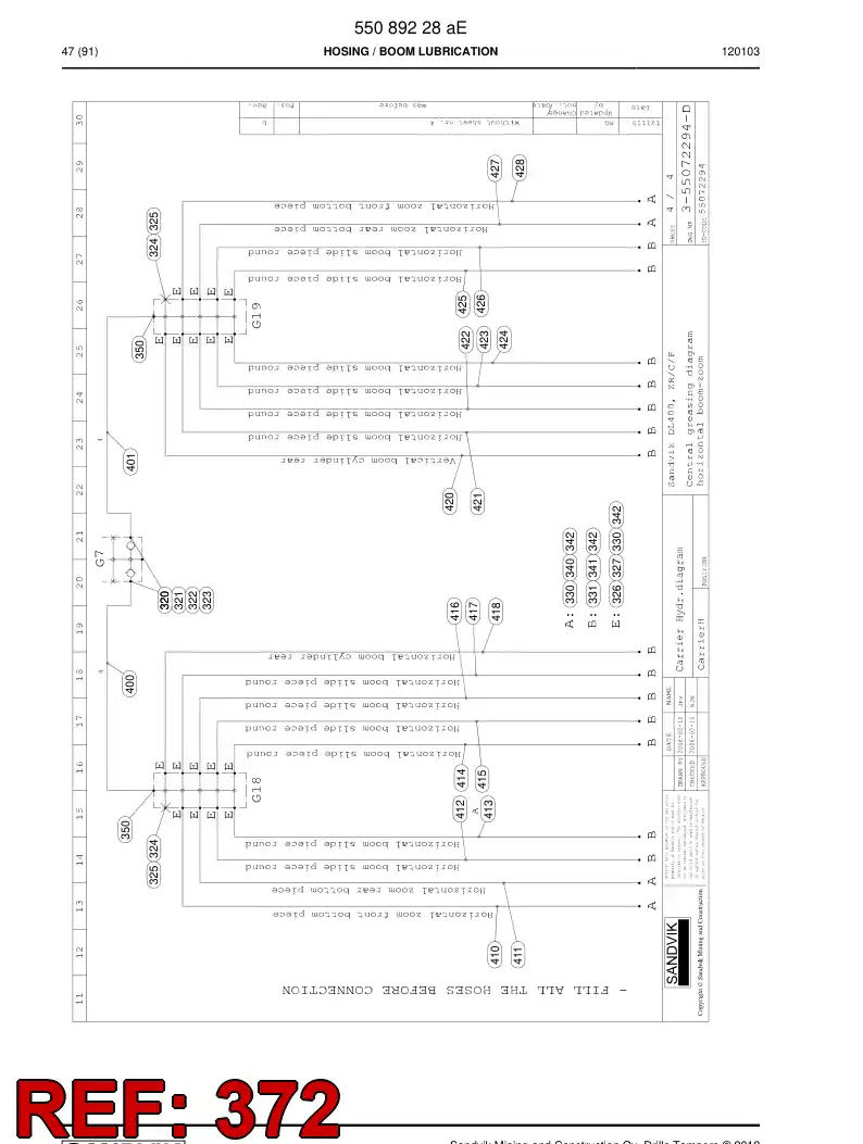 59204479 592 044 79 Hose assembly - Sandvik Technical Drawing