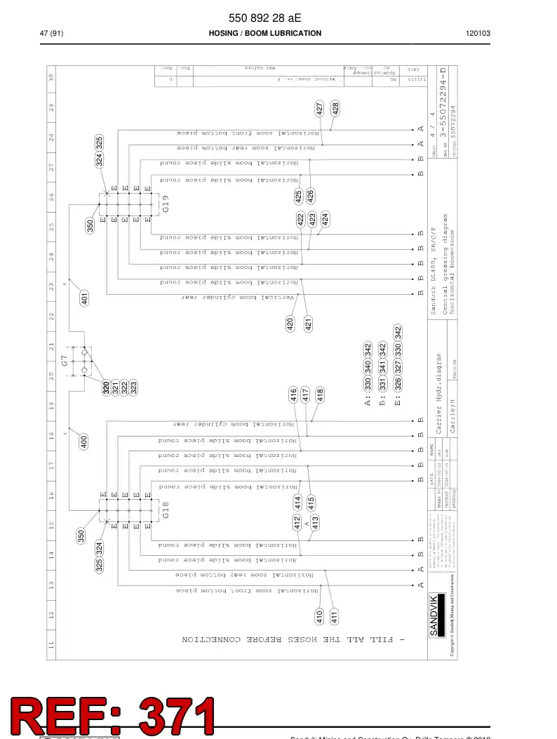 59204481 592 044 81 Hose assembly - Sandvik Technical Drawing