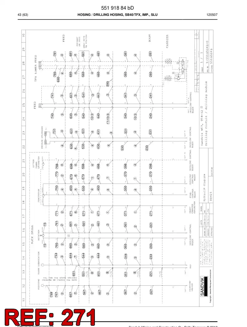 59204493a 592 044 93a Hose Assembly, Hydraulic - Sandvik Technical Drawing