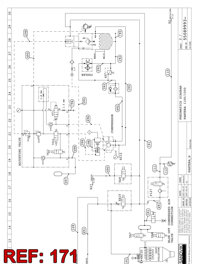 59204528 592 045 28 HYDRAULIC HOSE ASSEMBLY - Sandvik Technical Drawing