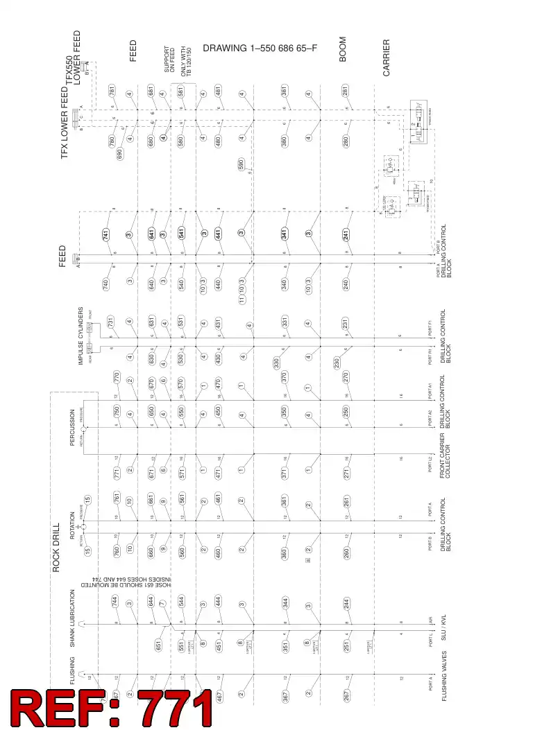 59204606 592 046 06 HYDRAULIC HOSE ASSEMBLY - Sandvik Technical Drawing