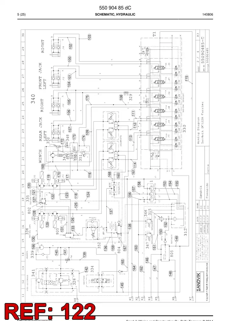 59204613 592 046 13 Hose Assembly, Hydraulic - Sandvik Technical Drawing