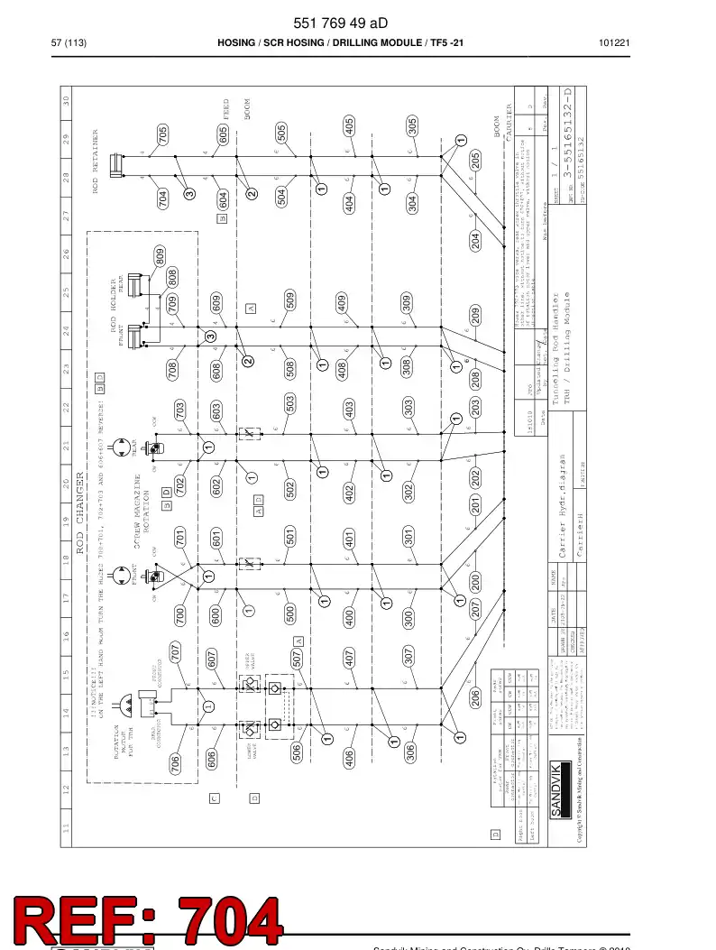 59204631 592 046 31 Hydraulic hose assembly - Sandvik Technical Drawing