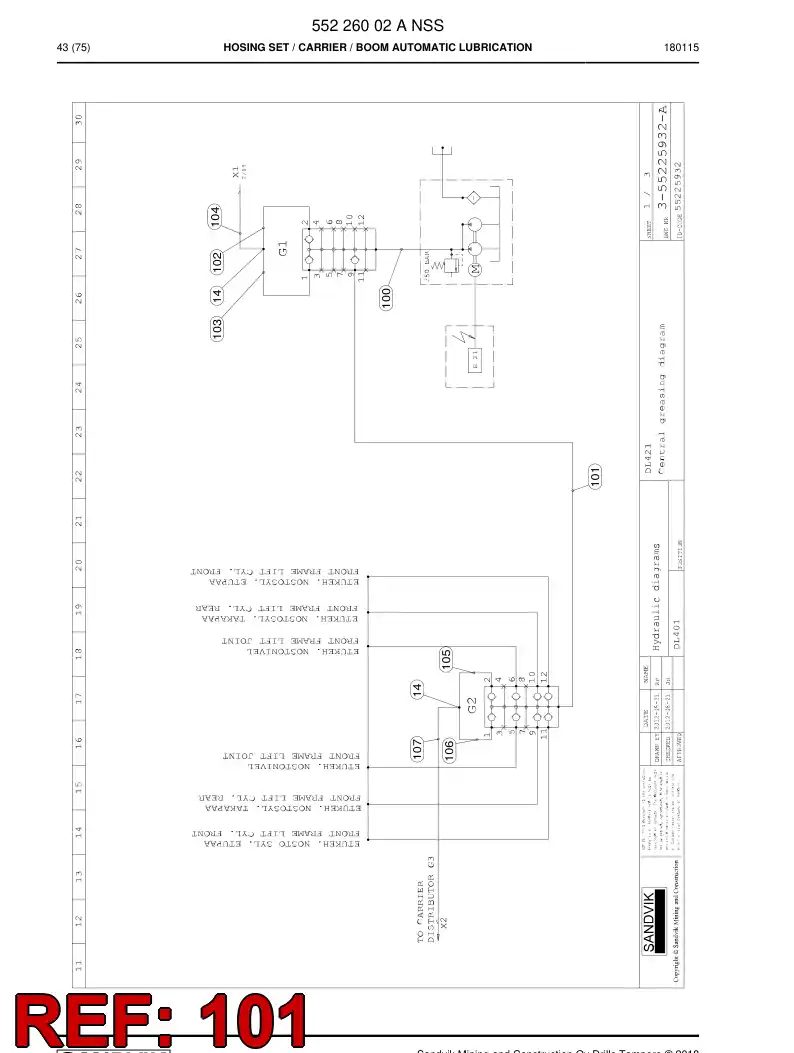59204653 592 046 53 Hose Assembly - Sandvik Technical Drawing
