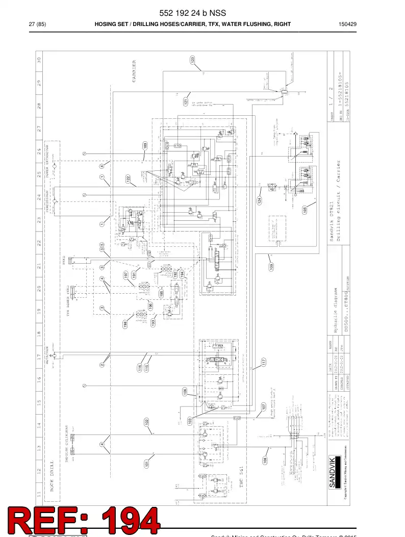 59204675 592 046 75 Hose Assembly, Hydraulic - Sandvik Technical Drawing