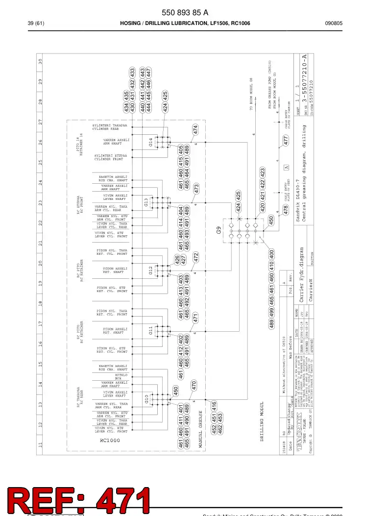 59204685 592 046 85 HOSE ASSEMBLY - Sandvik Technical Drawing
