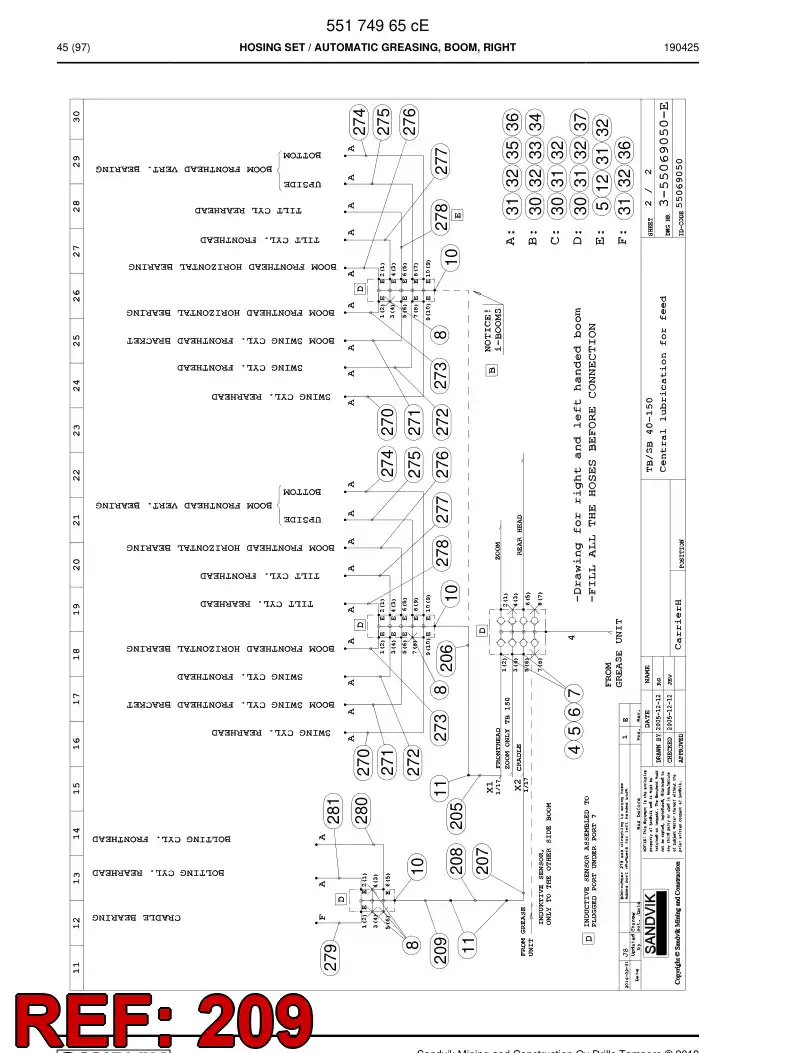 59204691 592 046 91 HOSE ASSEMBLY - Sandvik Technical Drawing