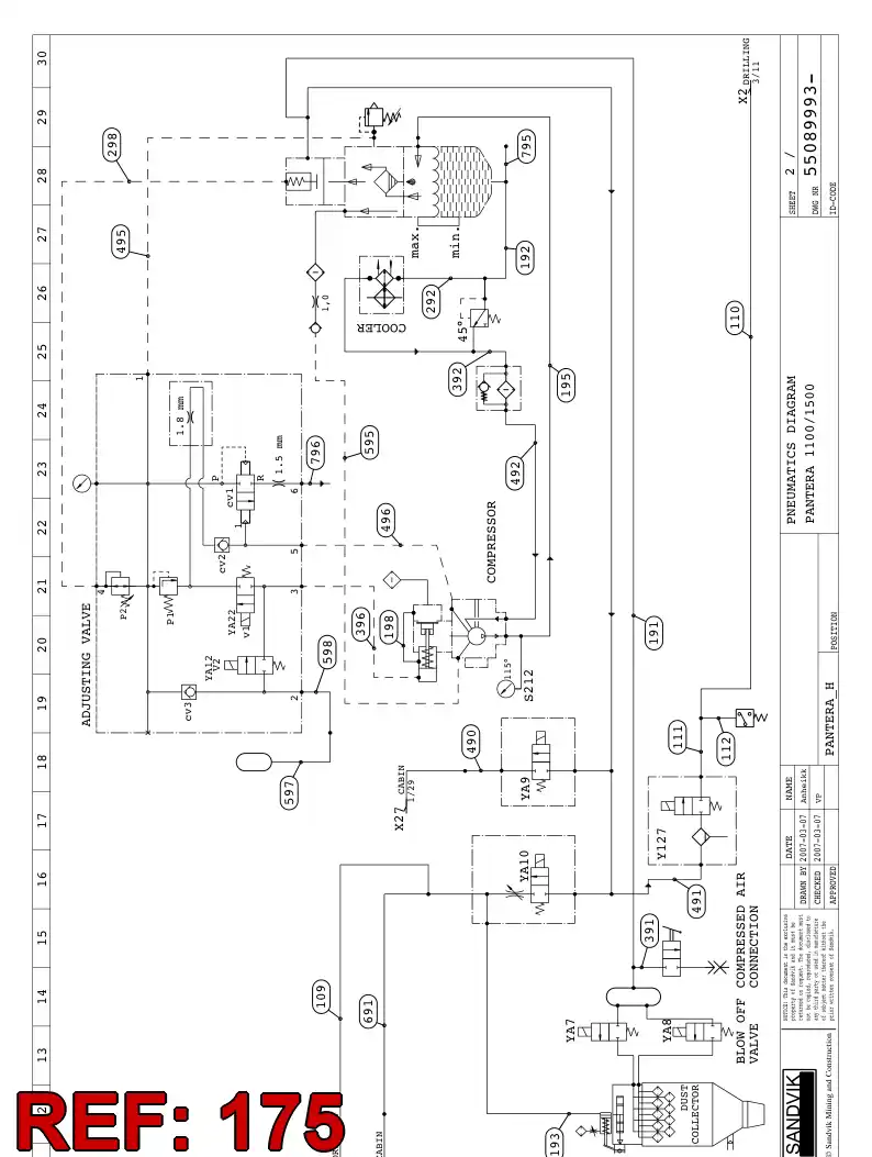 59204694 592 046 94 HYDR.HOSE ASSEMBLY - Sandvik Technical Drawing
