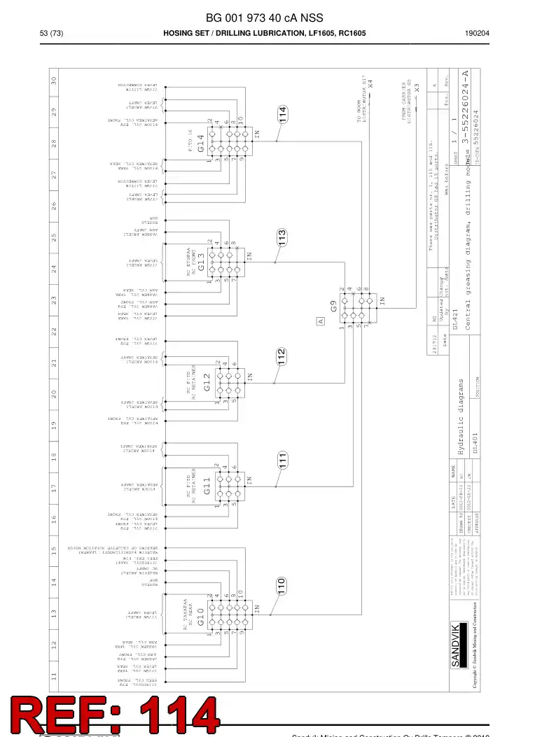 59204707 592 047 07 Hose assembly - Sandvik Technical Drawing