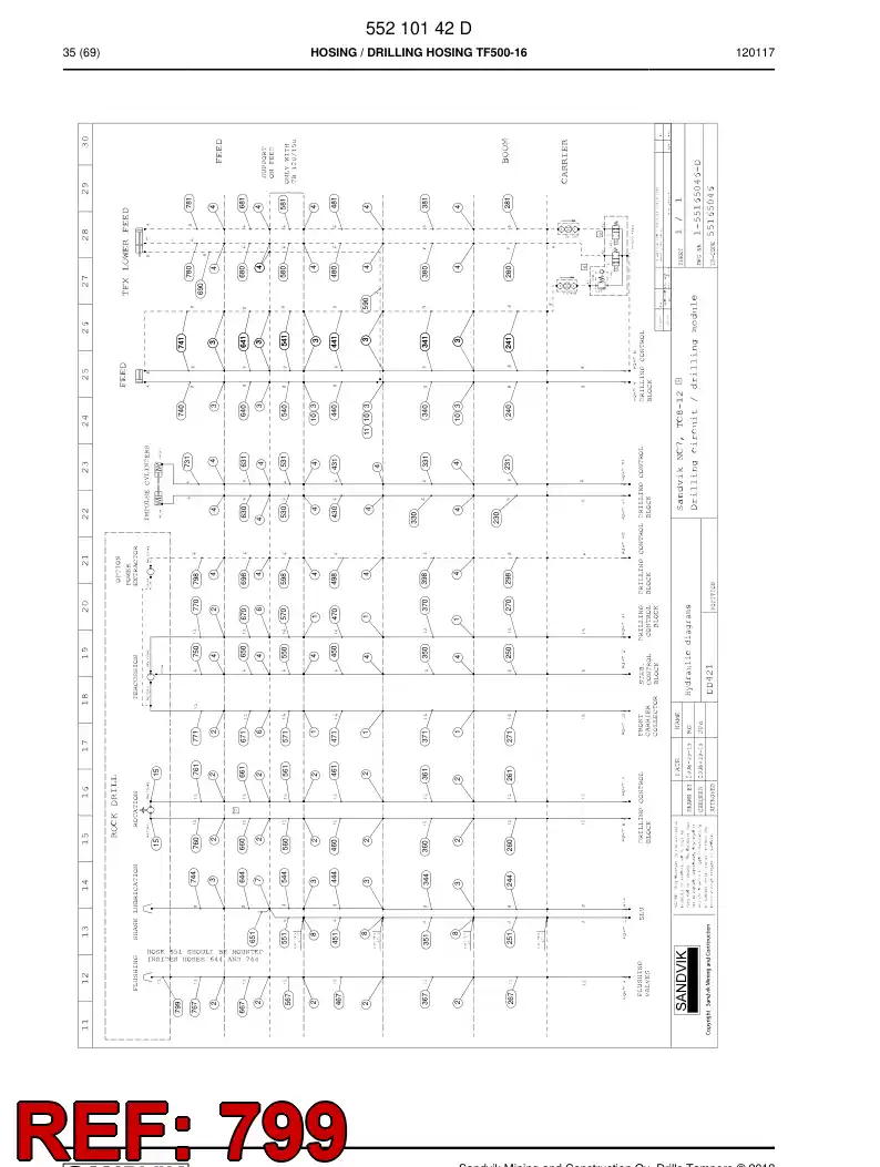 59204715 592 047 15 Hose Assembly, Hydraulic - Sandvik Technical Drawing