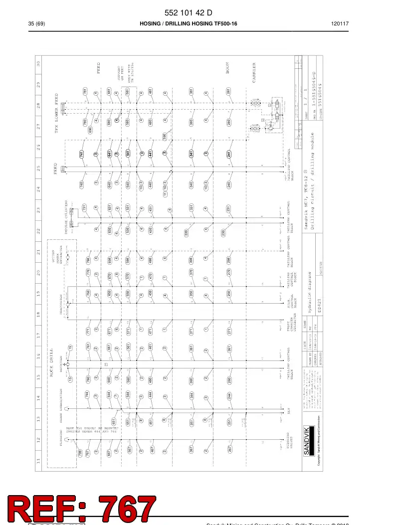 59204717 592 047 17 Hydraulic hose assembly - Sandvik Technical Drawing