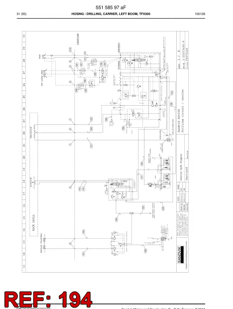59204721 592 047 21 Hydraulic hose assembly - Sandvik Technical Drawing