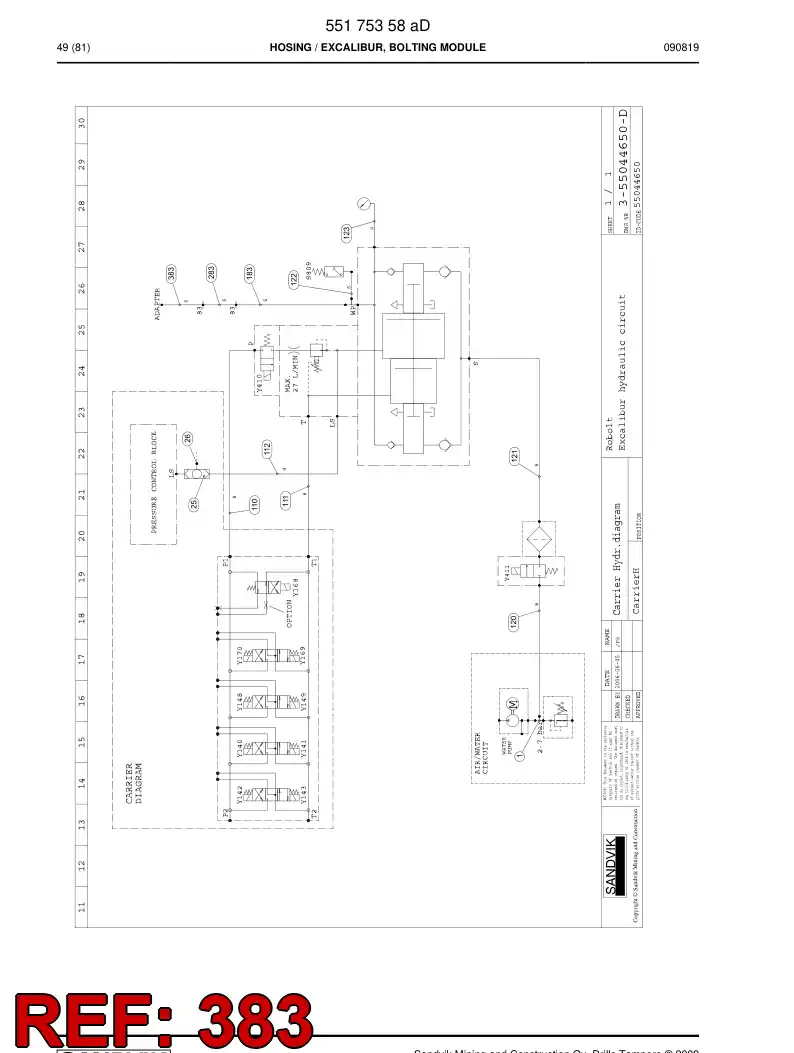 59204725 592 047 25 HYDRAULIC HOSE ASSEMBLY - Sandvik Technical Drawing