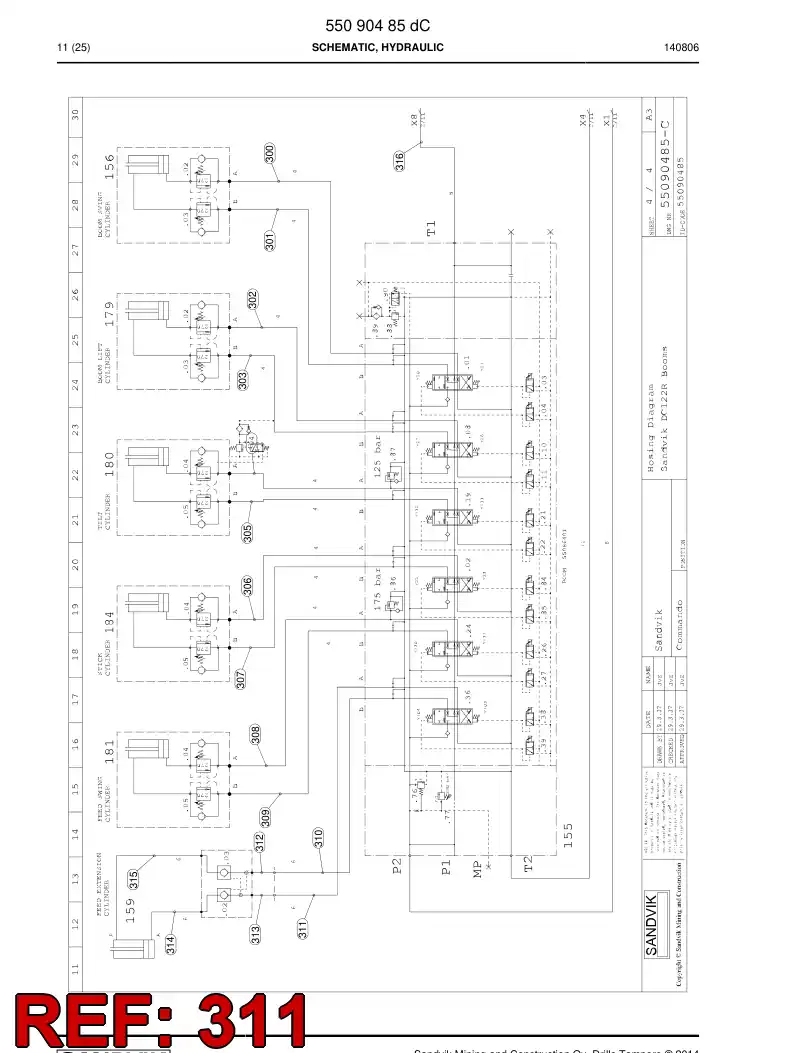 59204727 592 047 27 Hose Assembly, Hydraulic - Sandvik Technical Drawing