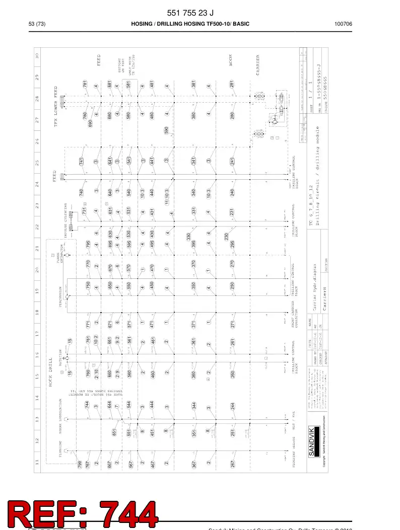 59204733 592 047 33 Hydraulic hose assembly - Sandvik Technical Drawing