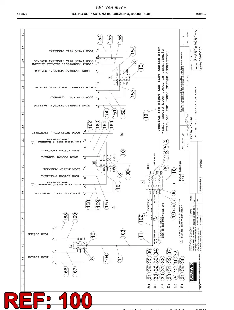 59204757 592 047 57 Hose assembly - Sandvik Technical Drawing