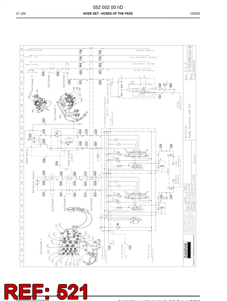 59204887 592 048 87 Hydraulic hose assembly - Sandvik Technical Drawing