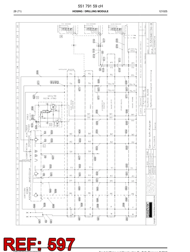 59204901 592 049 01 Hose Assembly, Hydraulic - Sandvik Technical Drawing