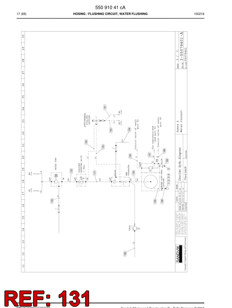 59204913 592 049 13 HYDRAULIC HOSE ASSEMBLY - Sandvik Technical Drawing