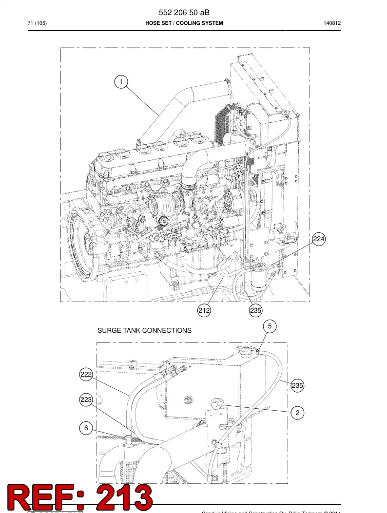 59204949 592 049 49 Hose Assembly, Fuel - Sandvik Technical Drawing