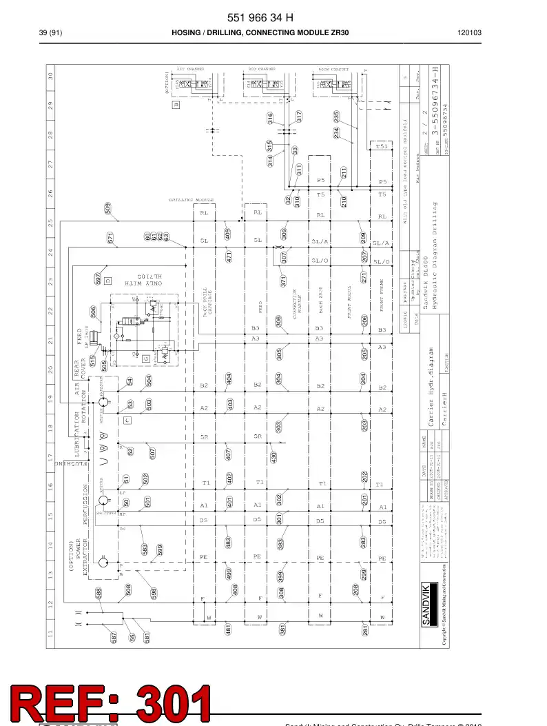 59204963 592 049 63 Hydraulic hose assembly - Sandvik Technical Drawing